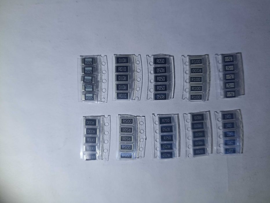 50шт Набор резисторів SMD 2512 0,001-0,015-0,1 0.005-0,01 02-05-1Ом