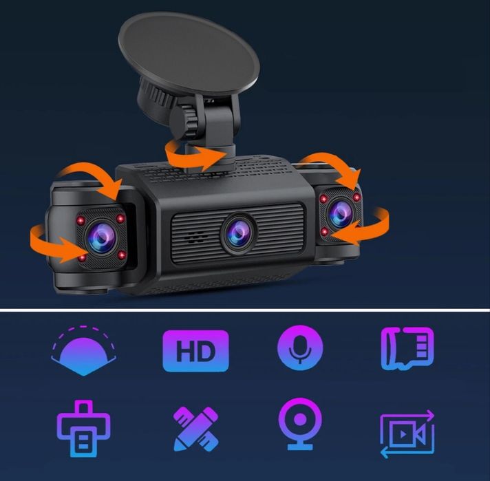 Kamera samochodowa 360° 4x Full HD 1080P G-Sensor IR Noc Parkowanie PL