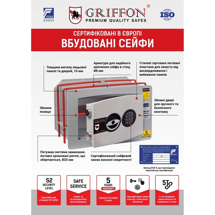 Сейф вбудований GRIFFON W.2319.E НОВИЙ!