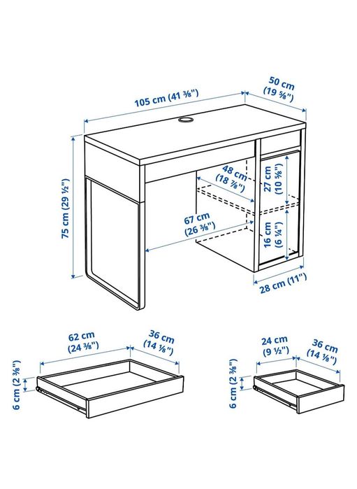 Biurko Micke i krzesło obrotowe IKEA