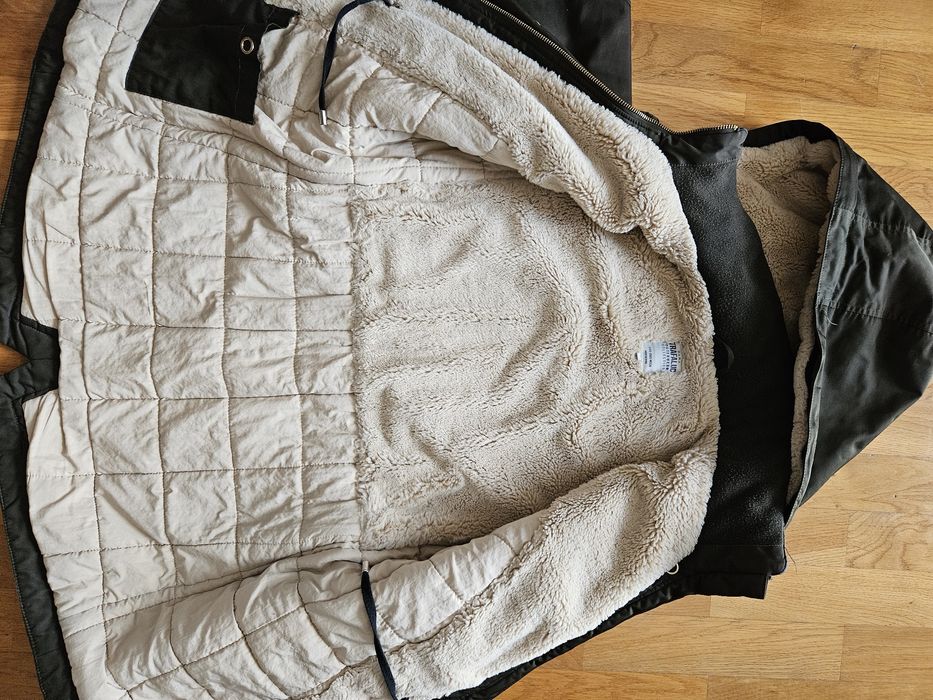 Khaki parka płaszczyk z misiem ZARA Trf