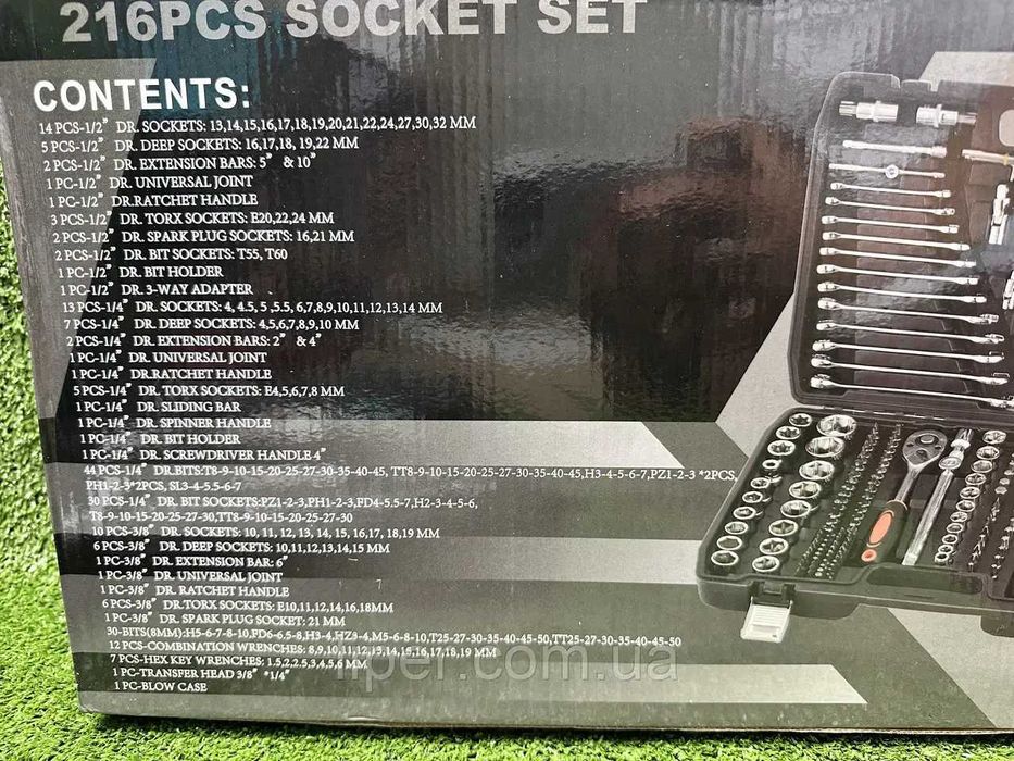 Набір ключів інструментів 1/4-3/8-1/2\"DR 216 од Набор инструментов