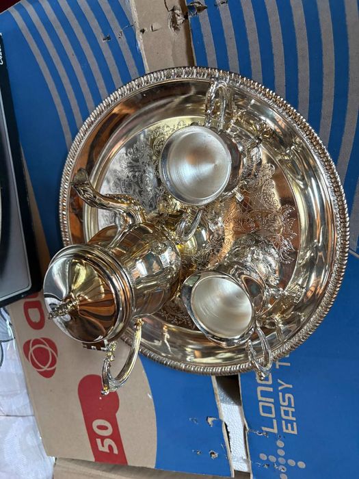 Винтажный мини кофейный набор Godinger Silver Art (посеребрение) в коробке