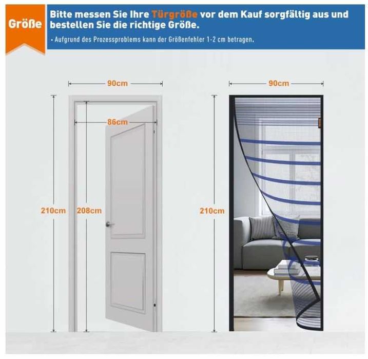 Magnetyczna moskitiera do drzwi 210x90cm