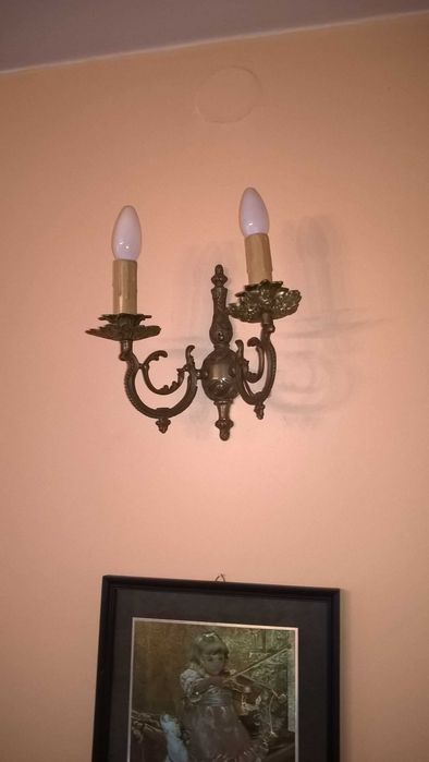 żyrandol mosiężny 2sztuki + 4 kinkiety