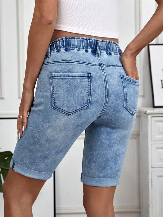 Spodenki Ciążowe Jeansowe Z Elastyczną Talią Niebieskie Shein L 40