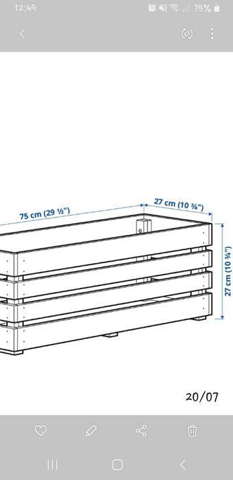 NOVO 2 Floreiras acácia IKEA preço unidade 75x27x27,madeira maciça  duradoura de exterior,VALOR FIXO,em mão,disponível a partir 27/7