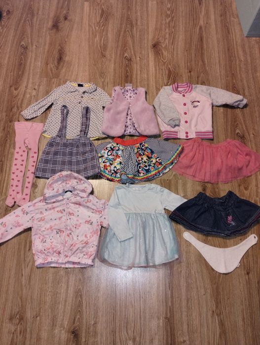 Zestaw ubranek dla dziewczynki Spódniczki Sukienka Rozmiar 80 + gratis