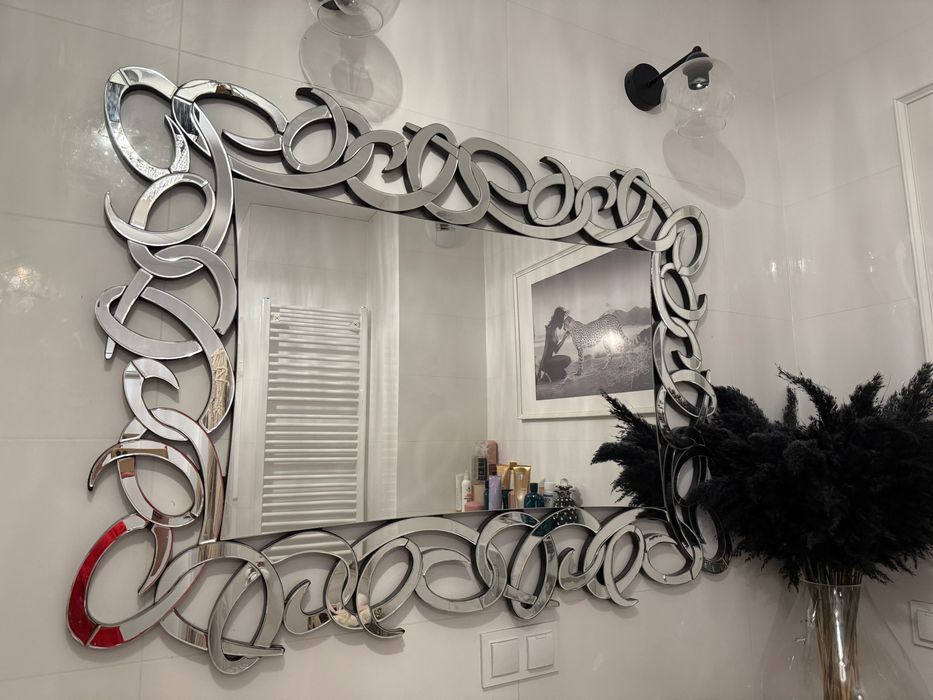 Lustro  glamour  121/90 cm XXL srebrne rama