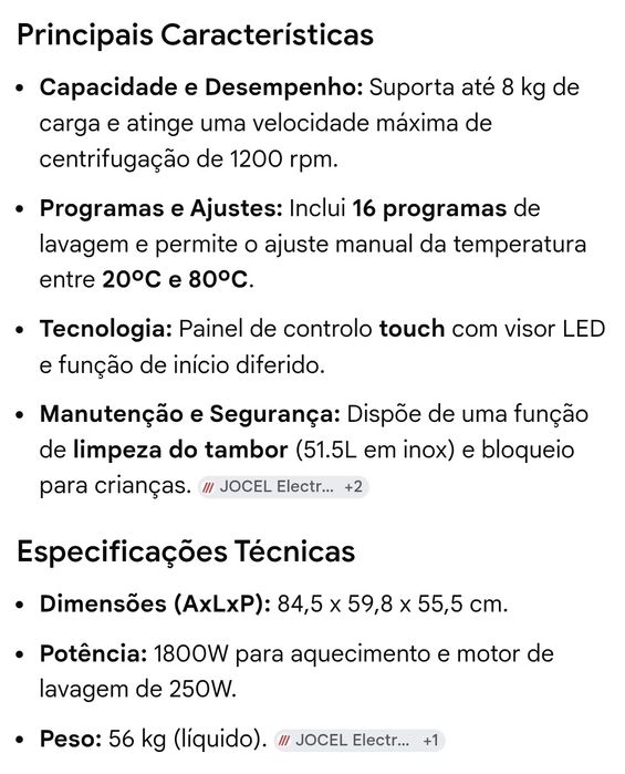 Máquina Lavar Roupa Jocel Nova