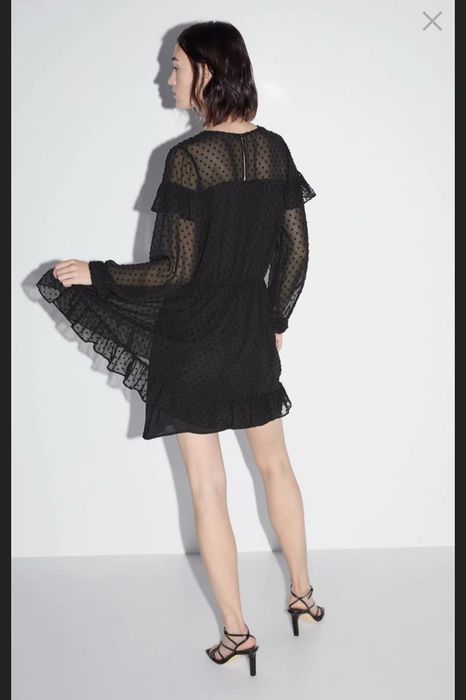 Sukienka Zara 38 M czarna tkanina plumeti