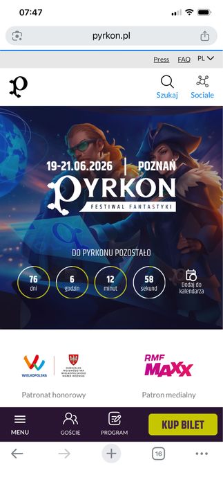 Bilety na Pyrkon Early Bird x 2