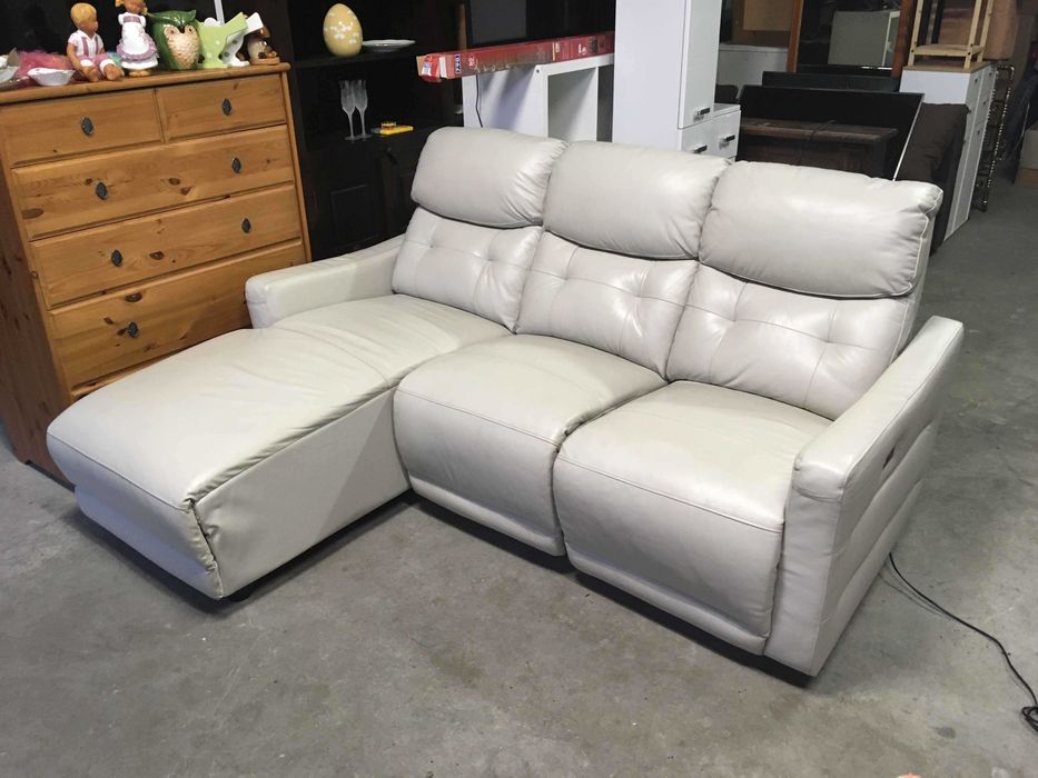 Narożnik skóra elektryczny rozkładany relax mały