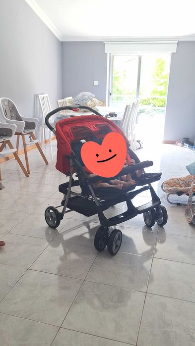 Carrinho de Passeio Gemelar vidaXL Vermelho (Com Caixa Original)