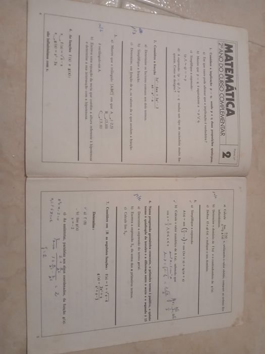 Pontos de avaliação final. 2 ano complementar. 1978