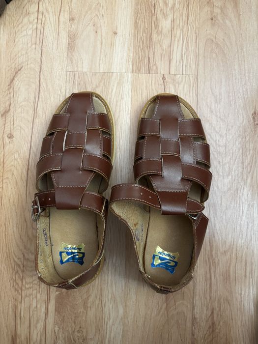 nowe brązowe sandały skórzane retro polishcore