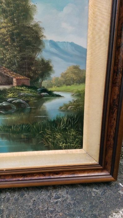 Quadro pintado a óleo em tela, condição boa. Oportunidade.