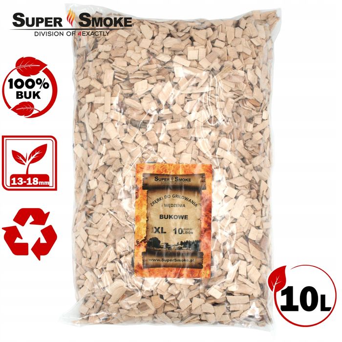 Zrębki Wędzarnicze Super Smoke BUK KL-13 (12-18mm) Extra Large 10L