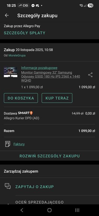 Monitor LED Samsung Odyssey G5 32"2560 x 1440 IPS 180Hz