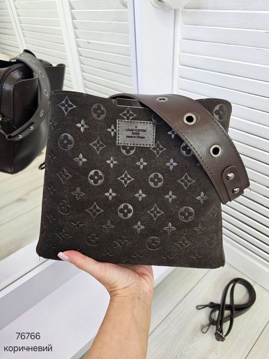 Сумка жіноча натуральна замша комбінована з еко шкірою