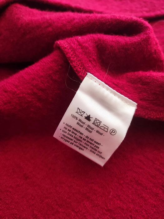 wełniany czerwony sweter kamizelka bezrękawnik 100% wełna L oversize