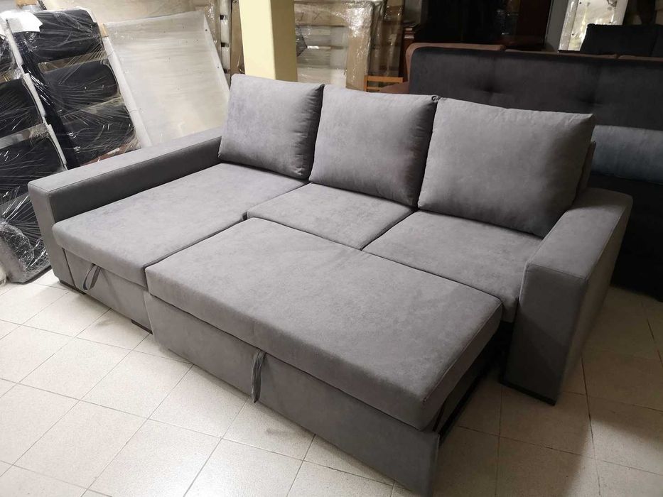 Sofá Chaiselongue com Cama + Bau Elevatório - NOVO - FABRICA - sofa