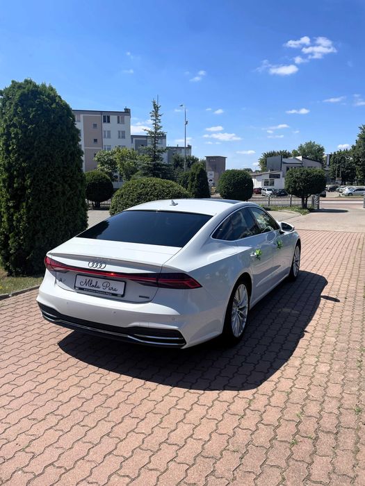 Audi Nowe A7 Premium - Auto na Twój Ślub Wesele Biały Samochód Wynajem