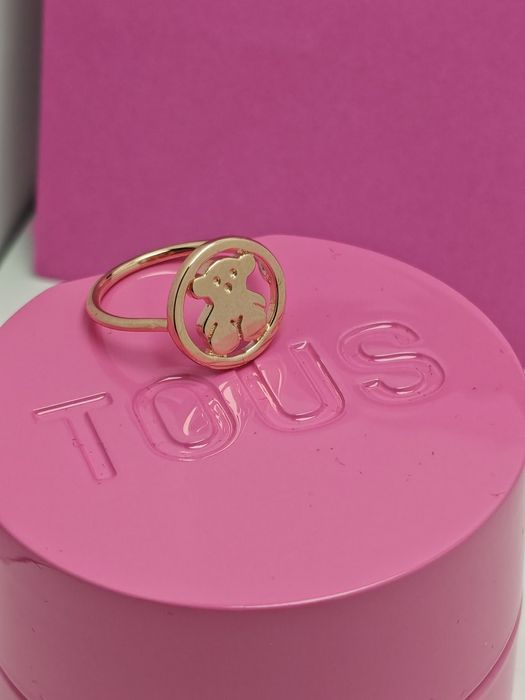 Pierścionek 16 z misiem różowe srebro vermeil 925