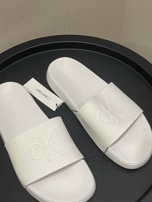 Шльопанці Calvin Klein оригінал у білому кольорі