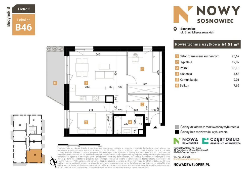 Nowa Cena- Promocja Do 30.09.2026, 3 Pokoje, Balkon- Odbiór 2026