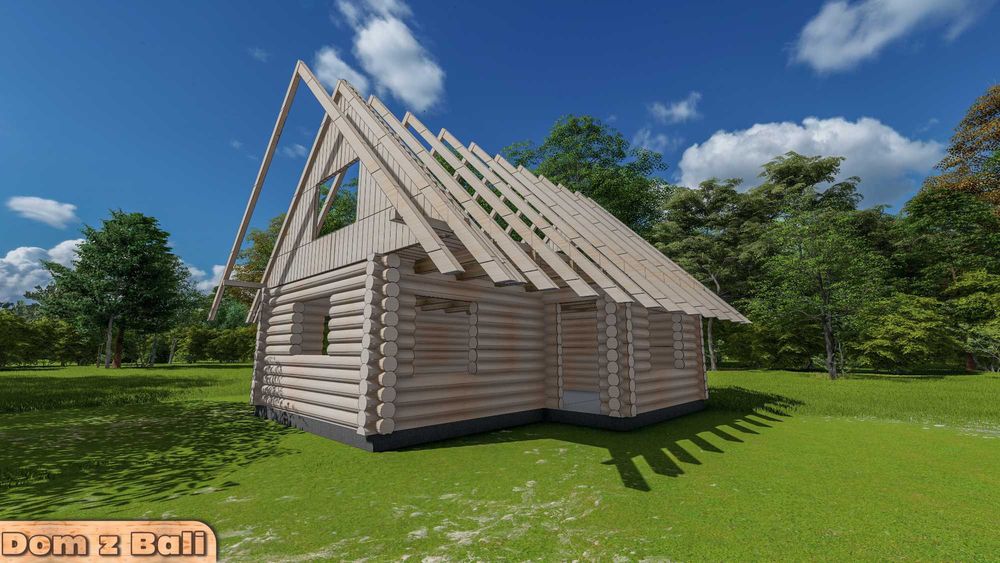 Materiał na dom z bala Ø20 35+42 m2 na zgłoszenie 59500 zł brutto