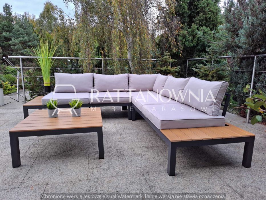 Narożnik Ogrodowy Zestaw Aluminiowy Meble Ogrodowe Aluminium PROMOCJA