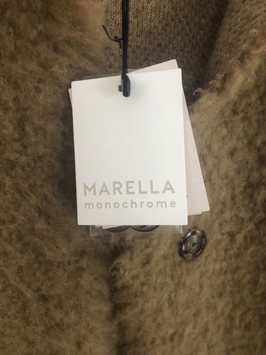 Płaszcz Marella z dzianiny w kolorze kamelowym