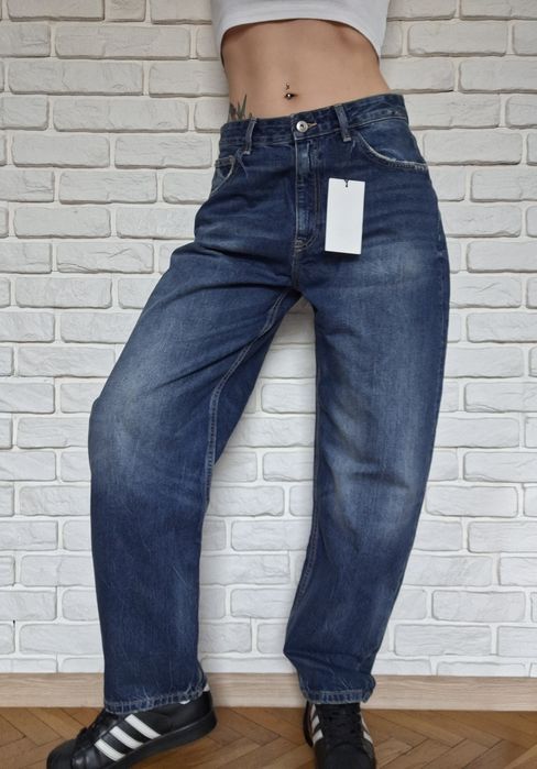 Nowe z metką Zara Szerokie Spodnie z wysokim stanem Baggy Barrel L