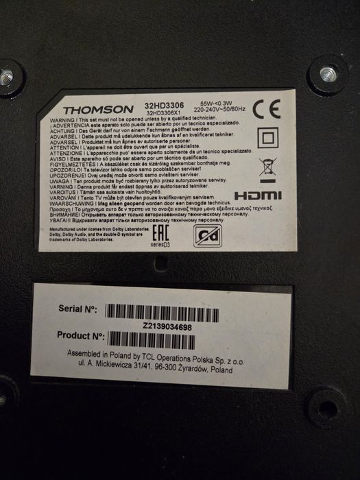 Vendo conjunto de peças TV Thomson 32 polegadas  - ou à peça