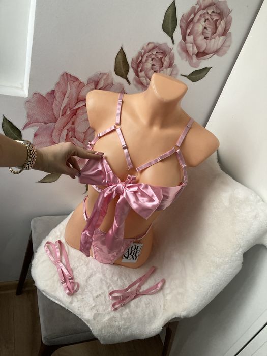 Komplet bielizny seksowny zestaw kokardka L duży biust