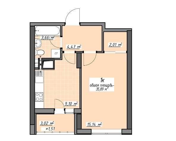 1-room apartment apartment by the address st. Sportivnaya (area 36 m²) - Atlanta.ua - photo 14