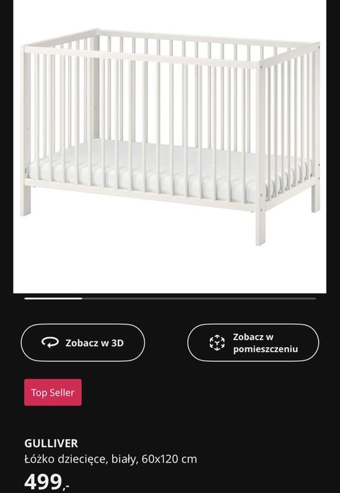 Łóżeczko nowe biale ikea