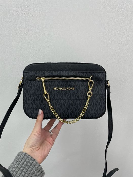 Сумка Michael Kors Jet Set Майкл Корс | коричнева чорна  біла