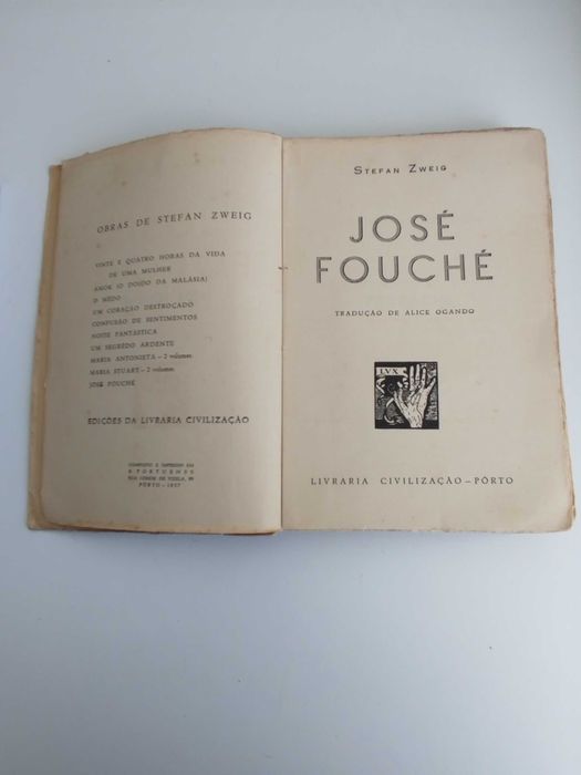 Livro Antigo 1937 "José Fouché - Stefan Zweig"