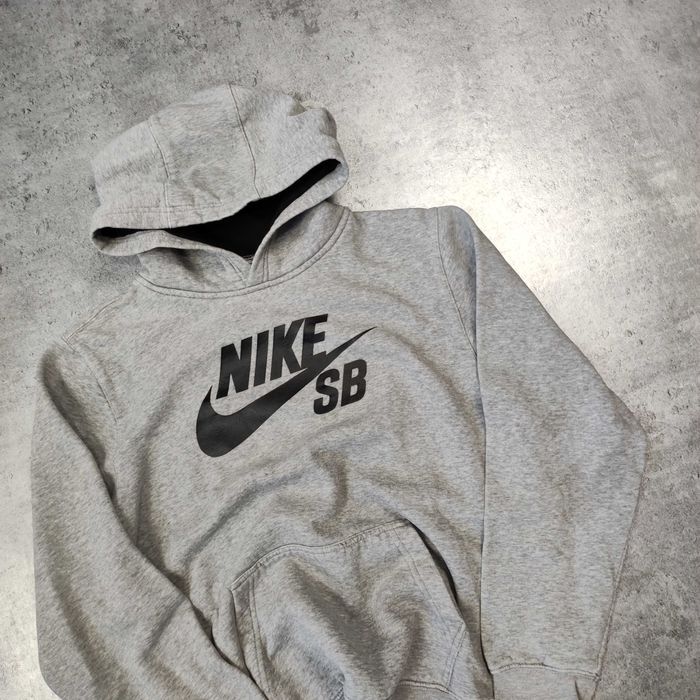 MĘSKA Bluza z Kapturem Hoodie Duże Logo Szara Nike SB Skateboarding