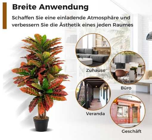 Sztuczna roślina Kroton 100 cm palma w doniczce dekoracja wnętrz