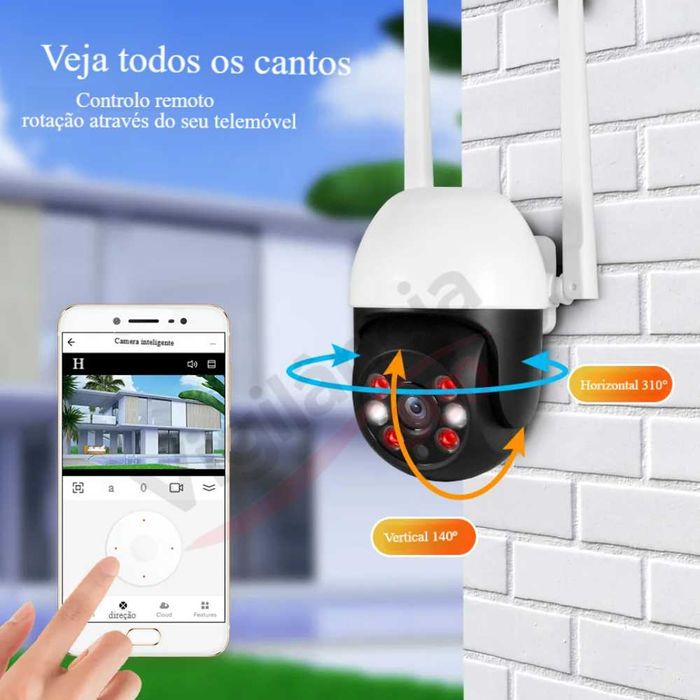 Câmara Vigilância sem fios WiFi PTZ Exterior Full HD 2MP Tuya NOVA