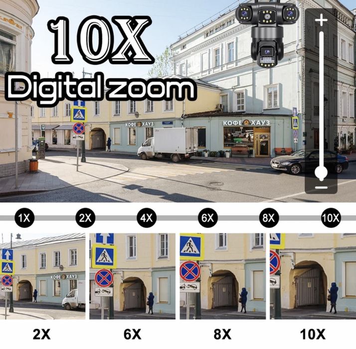 Камера V380Pro WiFi IP відеокамера зовнішня 12MP 6K 3 ОБЄКТИВА КАМЕРА