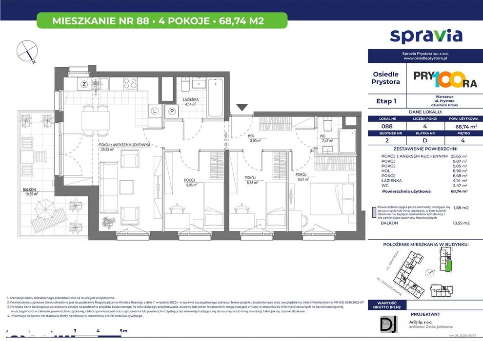 4-pokojowe mieszkanie 68m2 + balkon