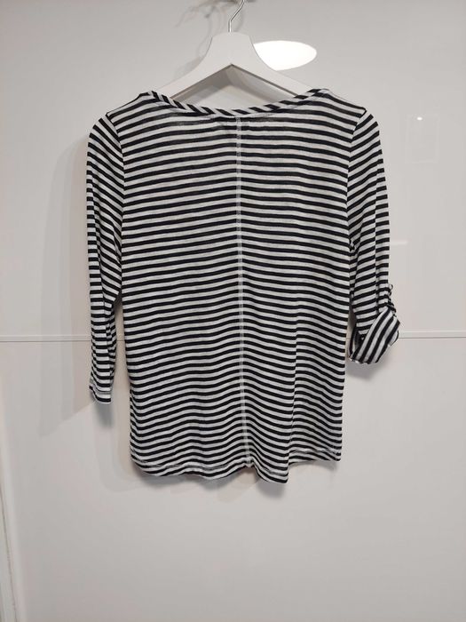 bluzka  w biało-czarne paski z rękawem 3/4 rozmiar M stan bdb