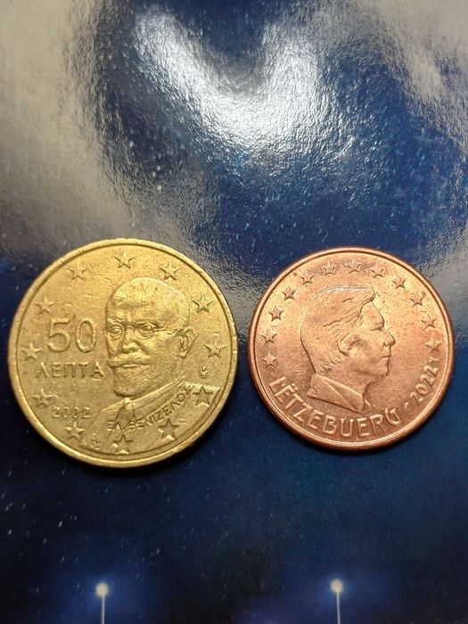 Conjunto de moedas Grécia e Luxemburgo