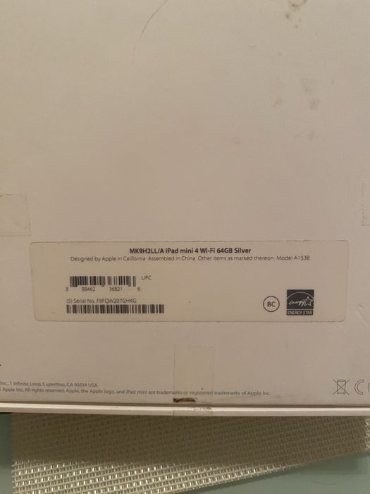 iPad mini 4 64gb model A1538