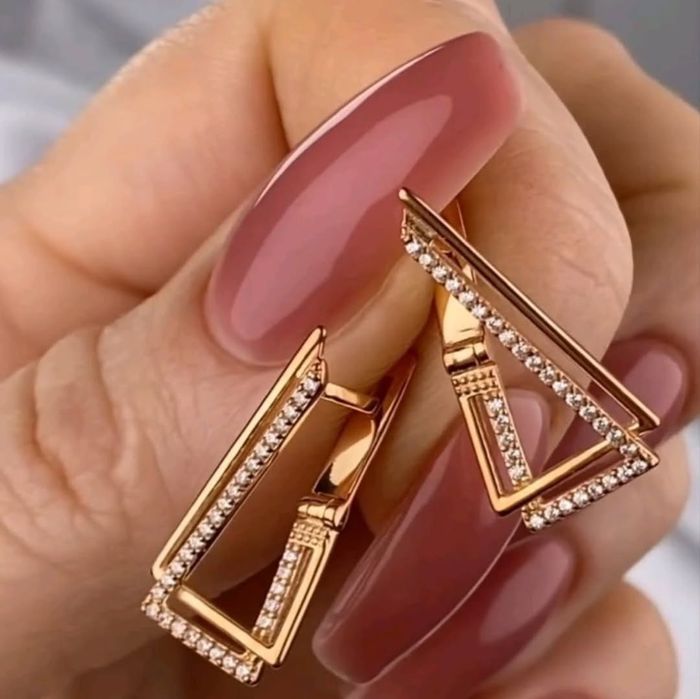 Срібні Сережки Трикутники з Позолотою срібло 925 проба позолота золото