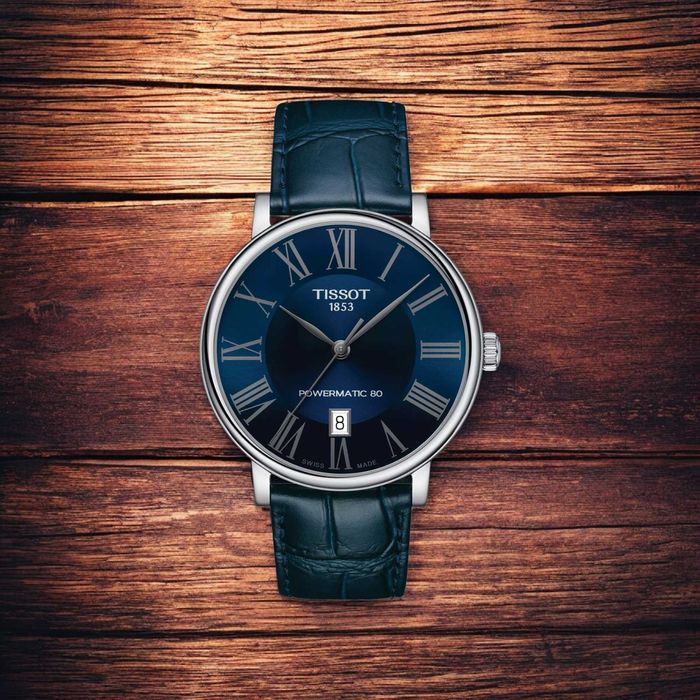 Pasek do zegarka Tissot Carson T122 20 mm zapięcie motylkowe niebieski